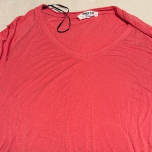Double Zero Pink Long Sleeve V-Neck Top